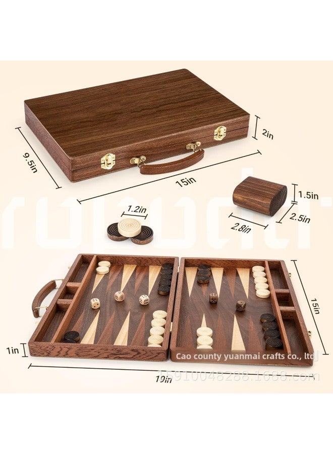 Wooden Backgammon Board Game Set Classic Board Strategy Game Portable Travel Backgammon Set